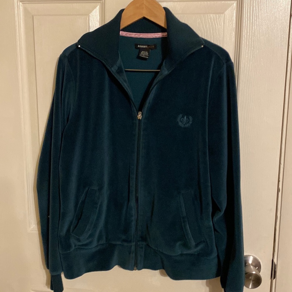 Robert Louis  dark green velour tracksuit jacket